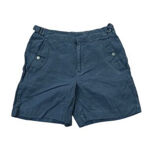 Athleta Voyager Blue Linen Shorts Womens Size 8 Casual Pockets